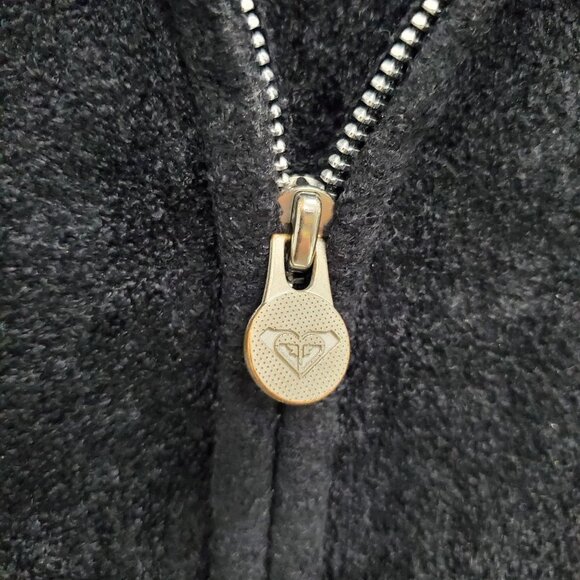 Roxy Junior's 100% Nylon Black Teddy Bear Feel Embroidered Zip Front Jacket Sz S - Picture 3 of 7